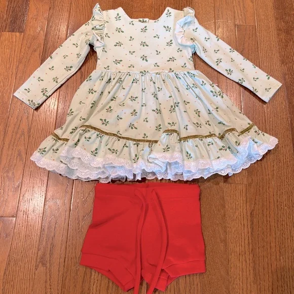 Love + Grow Dresses | Love + Grow Christmas Dress and Shorts | Color: Green/Red | Size: 3tg | Christin_Allen's Closet